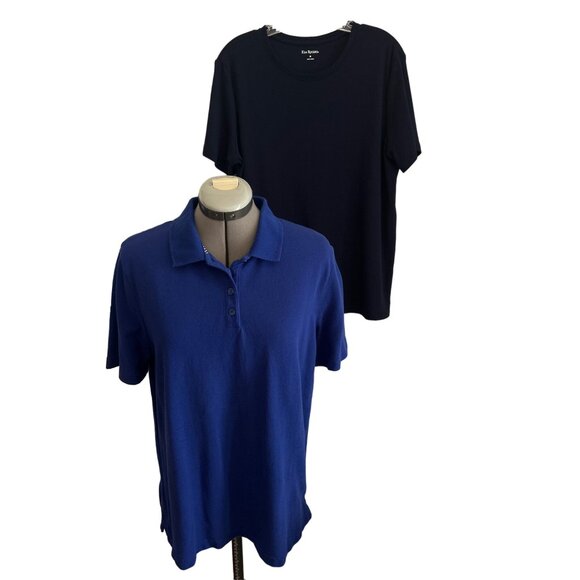 Kim Rogers Women’s Polo & T-Shirt Bundle 100% Cotton Blue Size Medium - Picture 1 of 11